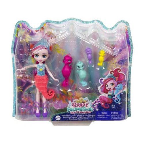 Coffret Enchantimals Poupée Sedda Et 4 Hippocampe - Figurine 15cm Avec Animal - Set Mini-Poupee + 1 Carte Tigre