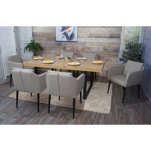 Lot De 6 Chaises De Salle À Manger Hwc-H93, Chaise De Cuisine Fauteuil   Similicuir Taupe-Gris