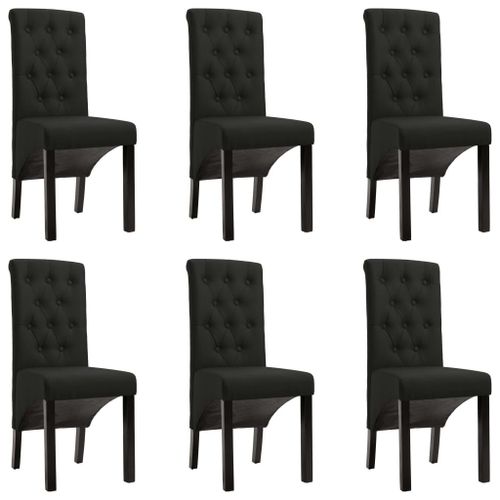 Lot De 6 Chaises De Salle À Manger Cuisine Design Classique Tissu Noir Cds022712