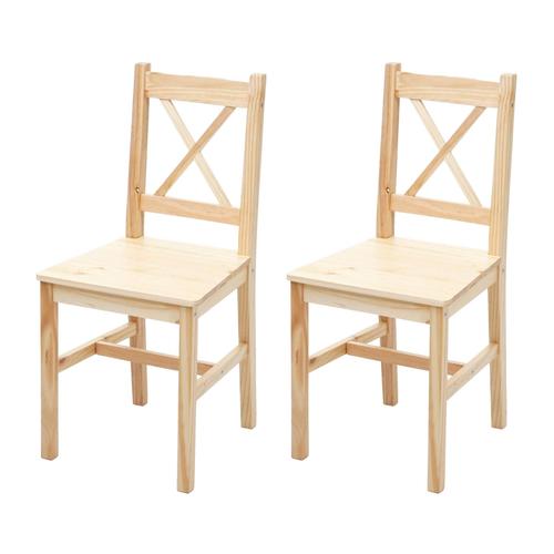 2x Chaises De Salle À Manger Cuisine Style Rustique En Bois Massif 04_0000397