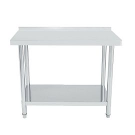 Bc-Elec - Wt2448b Table De Cuisine, Plan De Travail Avec Rebord En Inox 120x60cm, Idéal Cuisine, Restaurant, Gastronomie, Table De Découpe