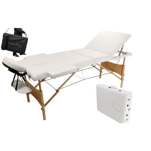 Bc-Elec - 5550-3062 Table De Massage Pliante En Bois 210x100x100cm, Blanc, 250kg Max, Mousse 10cm