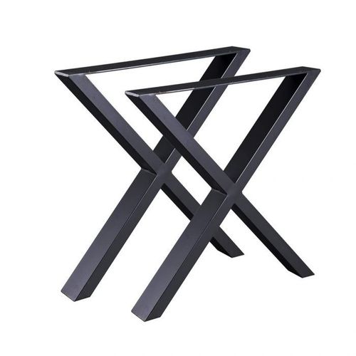 Bc-Elec - Hmlt-4 Jeu De 2 Pieds De Table En Acier Format X Noir, Pieds Pour Meubles, Pieds De Table Métal 60x72cm