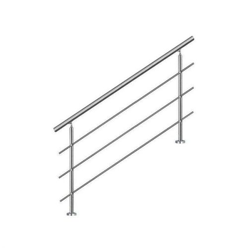 Bc-elec - AHM1403 Main courante d'escalier 140cm, balcon, balustrade, garde-corps en inox avec 3 barres transversales, install. à plat ou inclinée