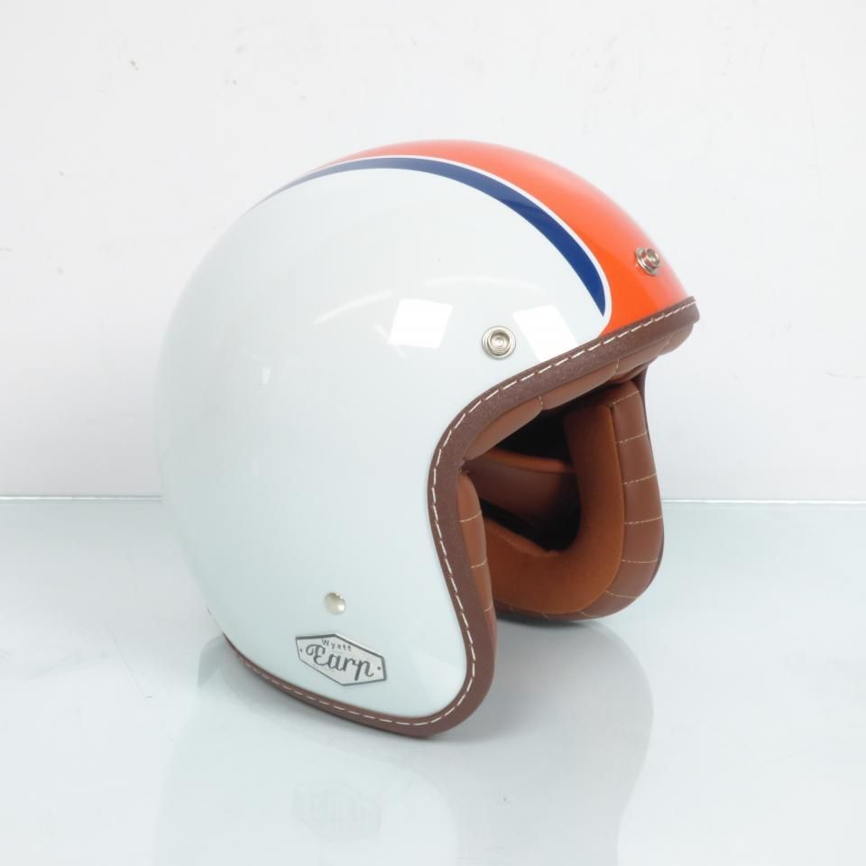 Casque Jet Blanc Orange Torx Pour Homme / Femme Taille Xl Wyatt Earp Gulf White