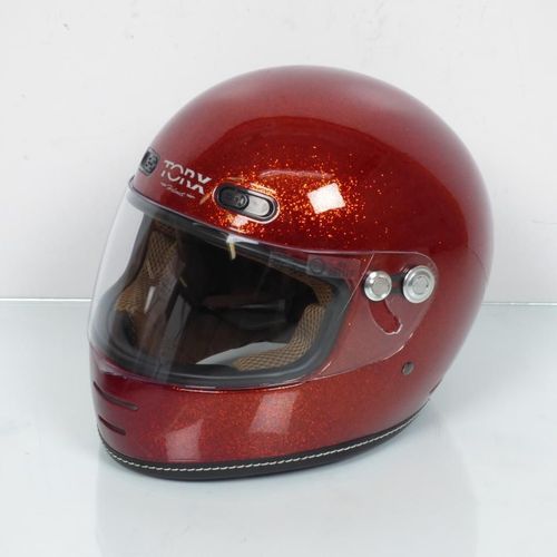 Casque Pour Moto Route Vintage Torx Barry Root Beer Taille S Rouge Orangé Brillant