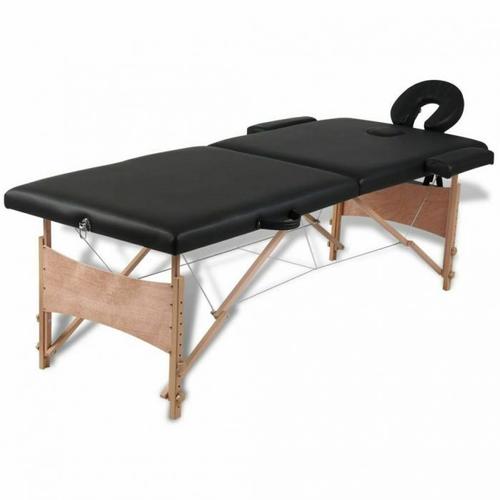 Bc-Elec - Hm2523-Black Table De Massage Pliante En Bois 210x80x80cm Noire, + Sac, Max. 250kg