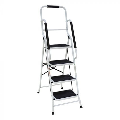Varan Motors - CQX804-2 Escabeau avec main courante et poignée haute, escabelle à 4 marche,158cm de haut, stable et pieds antidérapants
