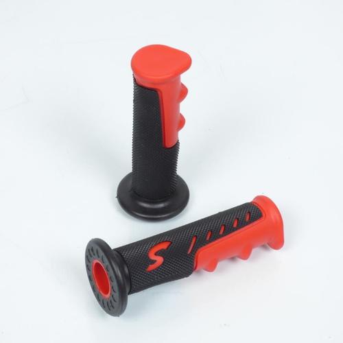 Paire De Poignées Revêtement Guidon Caoutchouc Noir Et Rouge Pour Moto Ø22/24mm