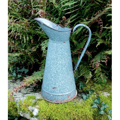 Ancien Broc En Tôle Emaillée Pour La Décoration D'un Jardin Campagne-Shabby