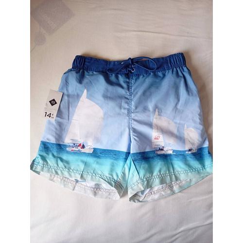 Short De Maillot De Bain Homme Bleu Motifs Bateaux Bateau Voilier Voiliers M Tex