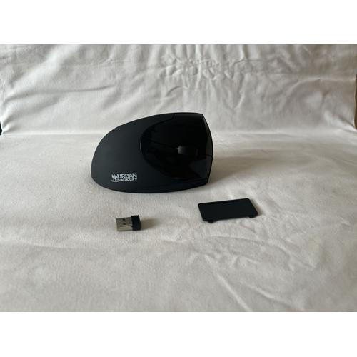 Urban Factory Ergo Mouse EMR20UF-V2 - Souris verticale - ergonomique - pour droitiers - optique - 4 boutons - sans fil - 2.4 GHz - récepteur sans fil USB - noir