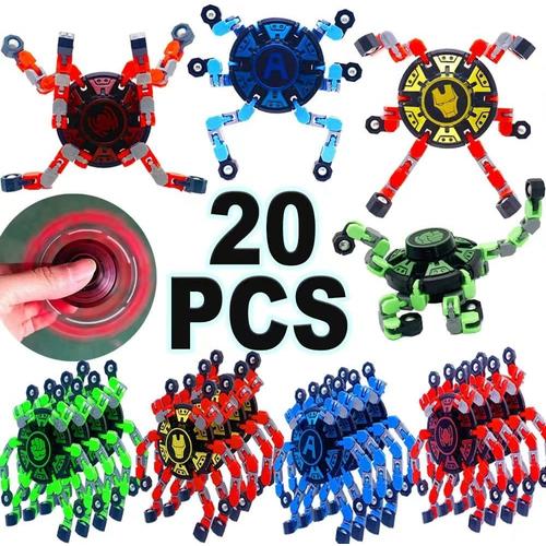 20pcs Fingertip Gyro Toy Funny Sensory Fidget Toys Twister Fingertip Stress Relief Gyro Toy Finger Hand Spinner Fingertip Spinners Fingertip Decompression Toy Diy Deformation Robot For Kids Adults