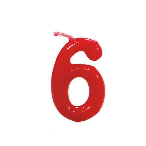 Bougie rouge avec le numéro 6 pour anniversaire