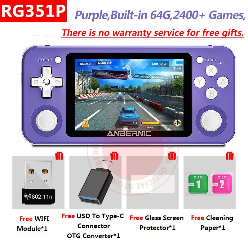 Rg351p Anbernic Retro Game Rk3326 64g Open Source System 3.5 Inch Ips Screen Portable Handheld Game Console Rg351gift 2400