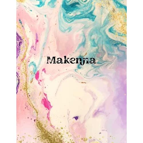 Makenna: Cover Style Water Color - Personalized Name Notebook | Wide Ruled Paper Notebook Journal | For Teens Kids Students Girls| For Home School College | 8.5 X 11 Inch 160 Pages