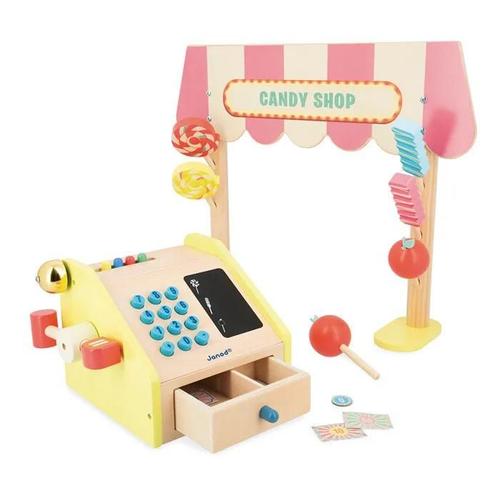 Marchande Enfant Applepop - Jeu D'imitation Avec Caisse Enregistreuse - 19 Accessoires - Bois Fsc - Dès 3 Ans