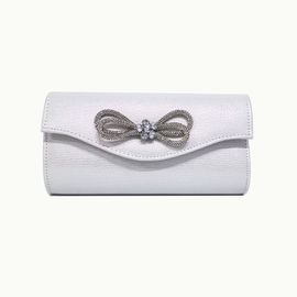 Flash tissu femmes main tenant sac diamant Bow banquet sac blanc