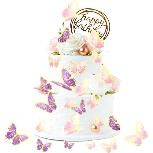100 Pièces Gâteau Topper de Papillon Cupcake de Papillon Papillon Cake  Topper Papillon Décoration de Gâteau d'Anniversaire pour Fournitures de  Fête d'Anniversaire Baby Mariage (100 pcs)