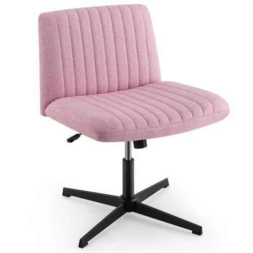 Costway Chaise De Bureau Pivotante Avec Siège Rembourré Large, Bascule À 120°, Hauteur Réglable, Sans Accoudoirs, Rose
