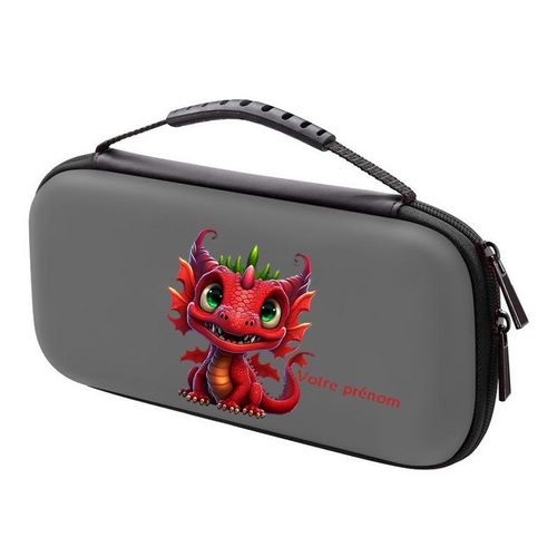 Etui Pochette Switch Lite Gris Dragon Rouge Personnalisee