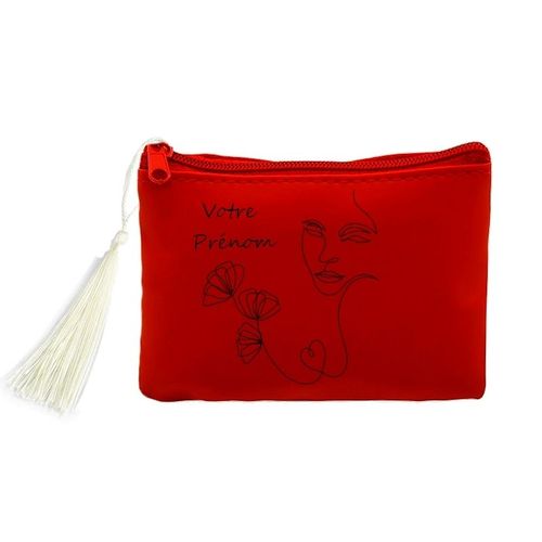 Porte monnaie et cles rouge line art 2 personnalisee