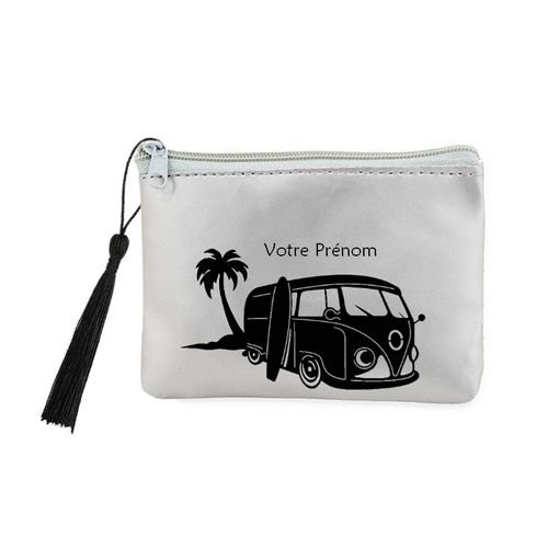 Porte monnaie et cles gris van hawaii surf personnalisee