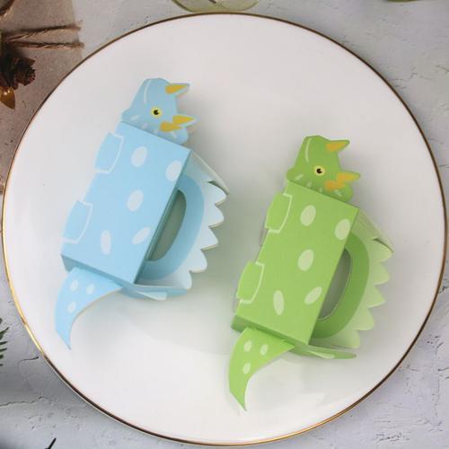 Boîte à bonbons de mariage créative de 100 pièces nouvelle boîte pour animaux de style européen boîte à bonbons dinosaure boîte cadeau bébé pleine lune (bleu + vert)