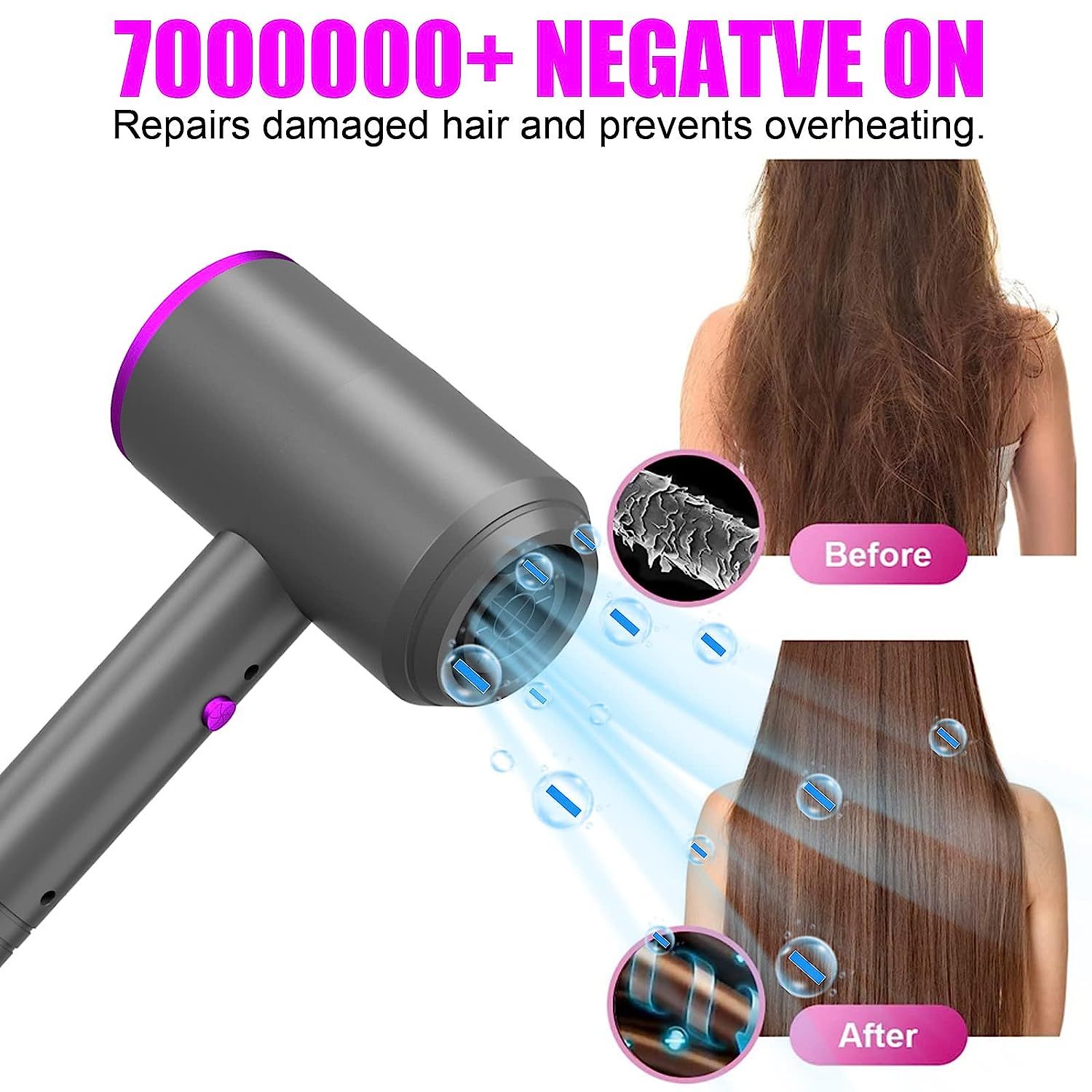 Sche-cheveux ionique, sche-cheveux professionnel 1800 W (a... - 3