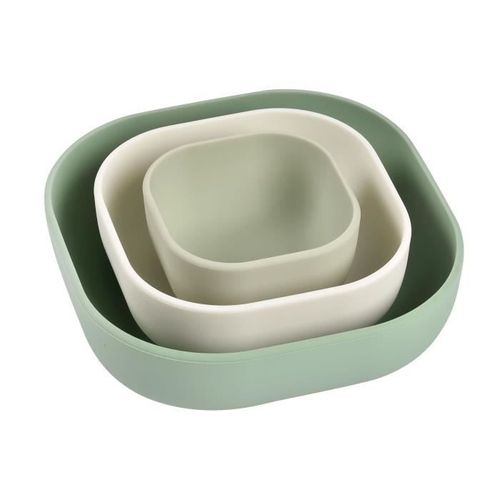 Béaba - Lot De 3 Bols Gigogne En Silicone Vert - Apprentissage Repas