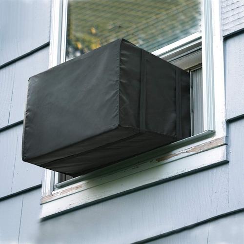 Couvercle de climatiseur de fenêtre extérieur, couvercle d'unité AC de fenêtre extérieure noir étanche à la poussière couvercle de protection AC de fenêtre extérieure (27.5Wx22.5Dx18.5H)