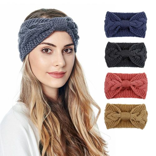 4 Pièces Crochet Cache-Oreilles Bandeau Doux Tricot Turbine Élastique Bandeau Plus Chaud Pour Les Femmes En Hiver