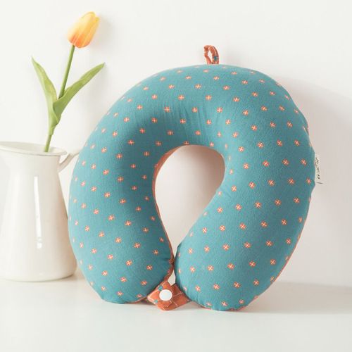 Oreiller En Forme De U En Coton À Mémoire Élastique Doux Multi Couleur En Option Oreiller De Cou De Grille De Couleur De Contraste À La Mode Pour Le Déjeuner D'avion