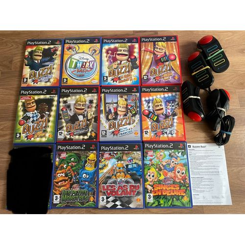 Lot De 12 Jeux Buzz + 4 Buzzers Ps2
