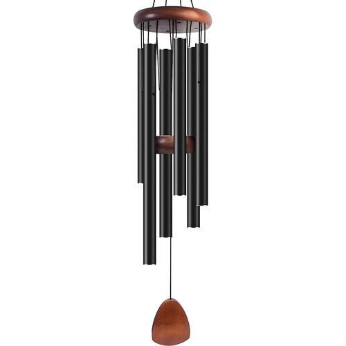 Les grands carillons éoliens en aluminium créent une atmosphère zen, adaptée à la décoration d'extérieur, de jardin et de cour. Carillon à vent noir classique avec attrape-vent, adapté aux cadeaux neu