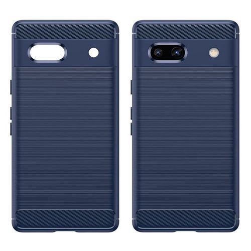 Coque Pour Google Pixel 7a 5g - Housse Etui Silicone Gel Carbone + Film Ecran - Bleu Fonce