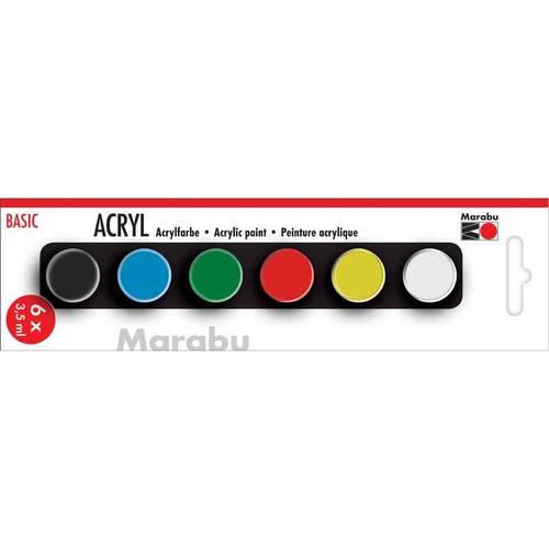 Marabu Set De Peinture Acrylique "Basic", 6 X 3,5 Ml