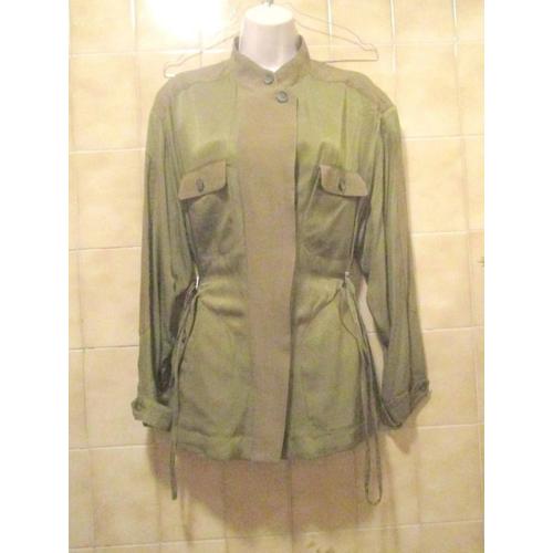 Veste Style "Safari", Neuf Avec Étiquette, Col Mao, Avec Poches, H&m, T. 34 Ou T. 36