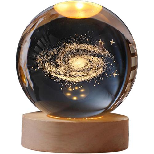 Veilleuse Boule de Cristal 60mm, Lampe de Nuit d'astronomie LED avec Base  Lampe de Nuit décorative planétaire pour Bureau de Chevet décor, Voie  Lactée