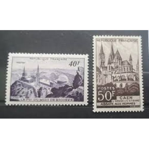Monuments Et Sites : Pic Du Midi De Bigorre Et Abbaye De Caen La Paire Année 1951 N° 916 917 Yvert Et Tellier Luxe