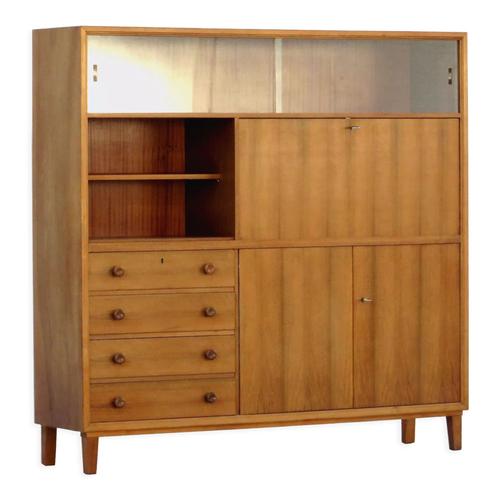 Bibliothque Vintage En Noyer Avec Secrtaire 1960 Marron