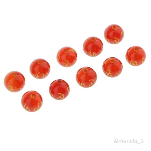 10x Perle Perles En Pierre / Motifs Encreurs Dorés Diy Bijou Embellissement Ornement Coiffure Vêtement 8mm Rouge