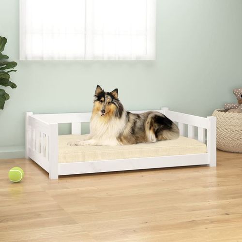 Vidaxl Lit Pour Chien Blanc 95,5x65,5x28 Cm Bois De Pin Solide