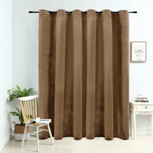 Vidaxl Rideau Occultant Avec Anneaux En Métal Velours Beige 290x245 Cm