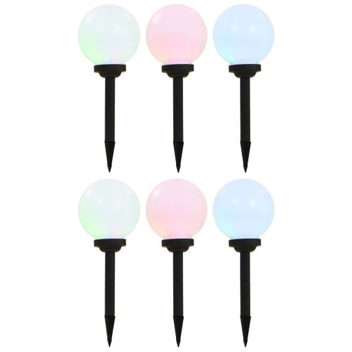 Vidaxl Lampes Solaires Sphériques Led De Jardin 6 Pcs 20 Cm Rvb