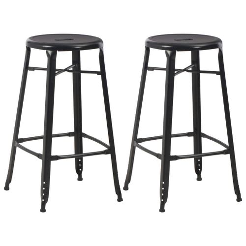 Vidaxl Tabourets De Bar Lot De 2 Noir Acier