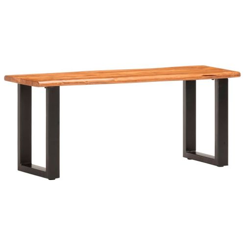Vidaxl Banc Au Bord Naturel Du Bois 110 Cm Bois D'acacia Solide Et Acier