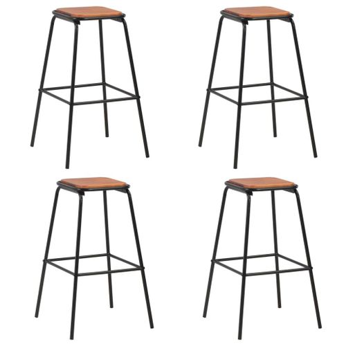 Vidaxl Tabourets De Bar Lot De 4 Noir Pinède Solide Et Acier