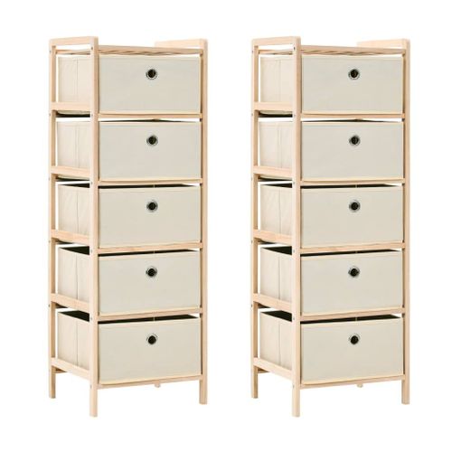 Vidaxl Étagères De Rangement Avec 5 Paniers En Tissu 2 Pcs Beige Cèdre