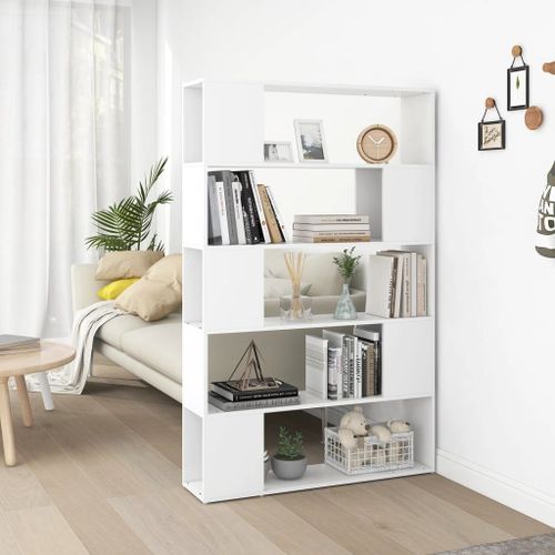 Vidaxl Bibliothèque Séparateur De Pièce Blanc 100x24x155 Cm Aggloméré